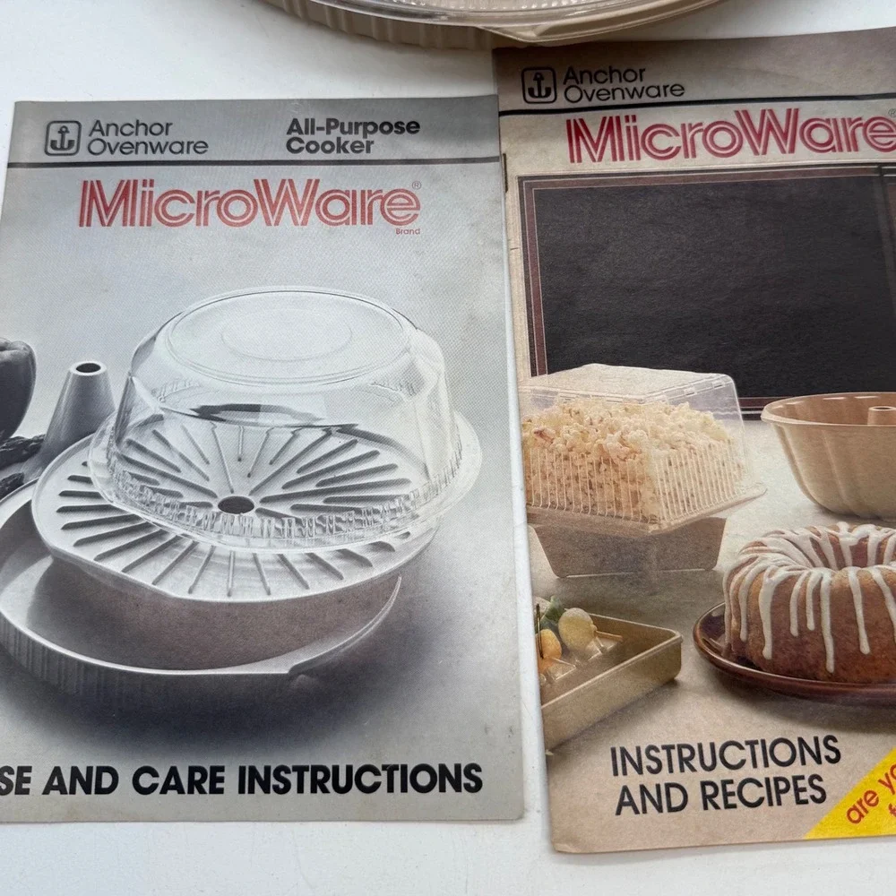 Anchor‎ Hocking MicroWare All-Purpose Cooker Vintage Microwave cake Pan no tac